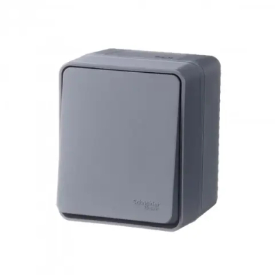 ATLASDESIGN PROFI IP54 О/У 1-клавишный ВЫКЛЮЧАТЕЛЬ, сх.1, 10АХ, АНТРАЦИТ