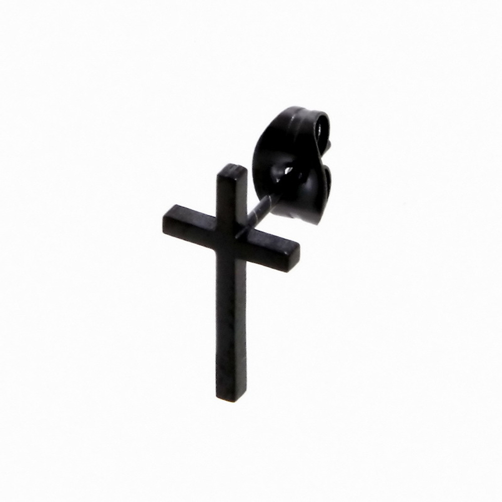 Серьга Крестик 8*15 черный
