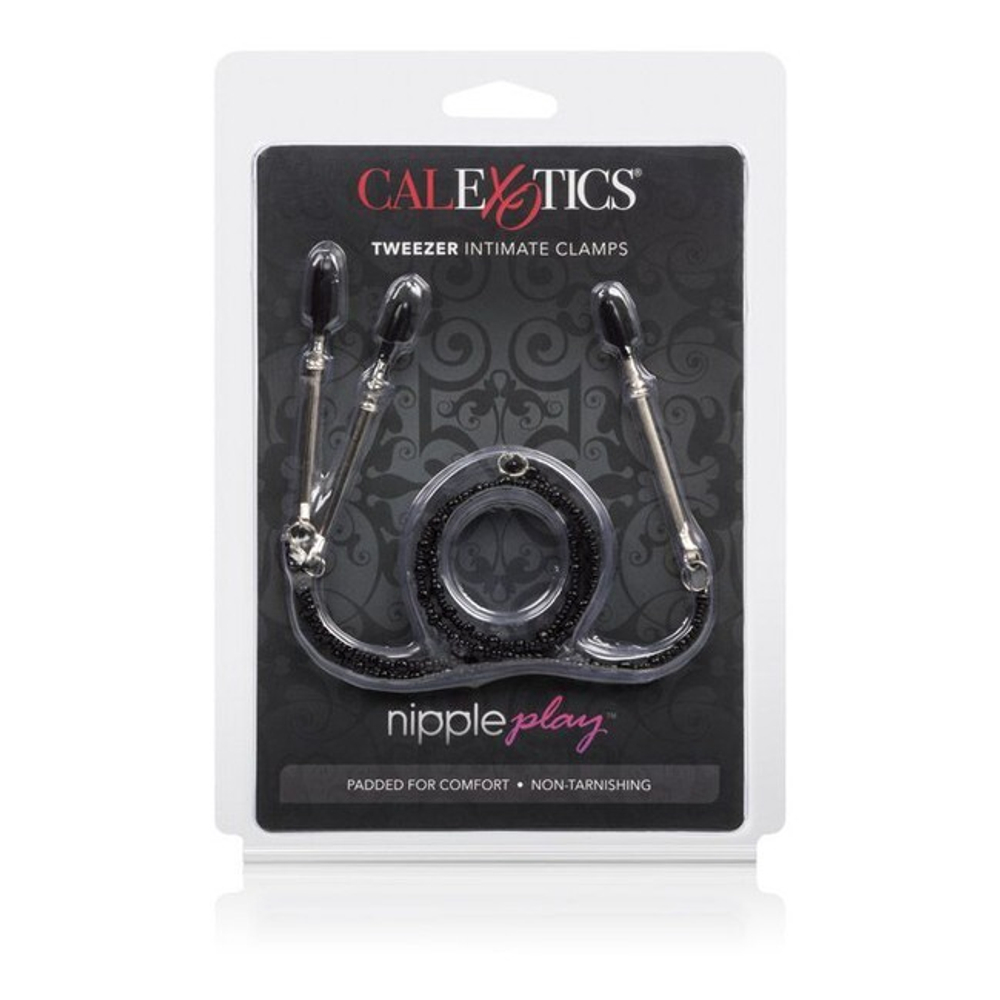 Зажимы на соски и клитор Tweezer Intimate Clamps (Цвет: черный с серебряным)