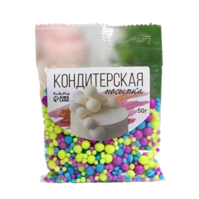 Кондитерская посыпка с эффектом неона в цветной глазури "Синий, лимонный, ультрафиолет", 50 г