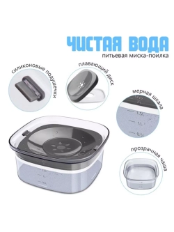 Миска-непроливайка "Чистая вода" 21,5*9,5см*2л, голубая