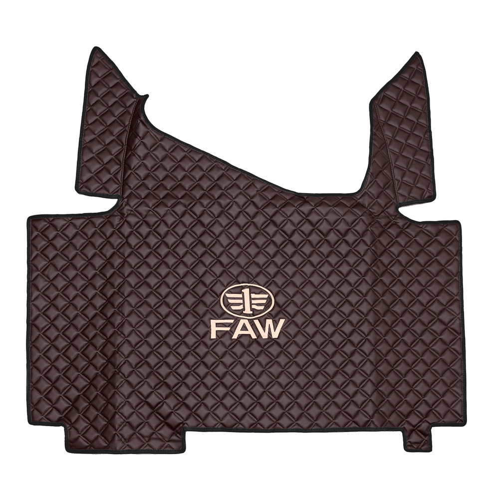 Ковры FAW J7, (экокожа, коричневый, черный кант, бежевая вышивка)