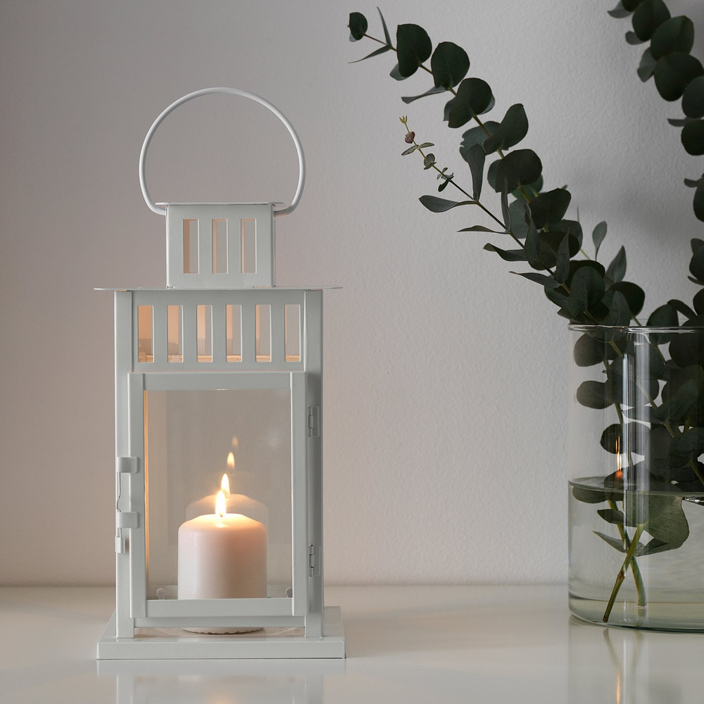 IKEA BORRBY  (ИКЕА БОРРБЙ)  -  Фонарь декоративный - для помещений/улицы белый 28 см