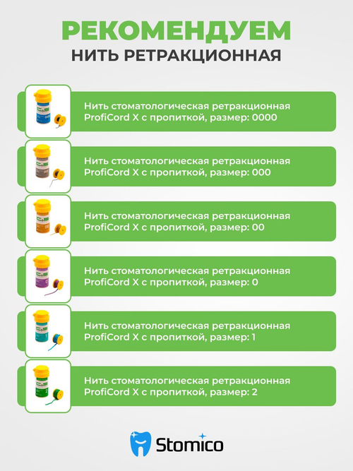 Нить стоматологическая ретракционная ProfiCord №0 с пропиткой (2,54 м) Clean+Safe