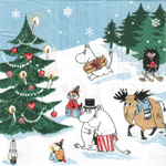 Салфетки бумажные Moomin, Рождественская страна чудесх, разноцветные 33х33 см, 20 салфеток (из Финляндии)