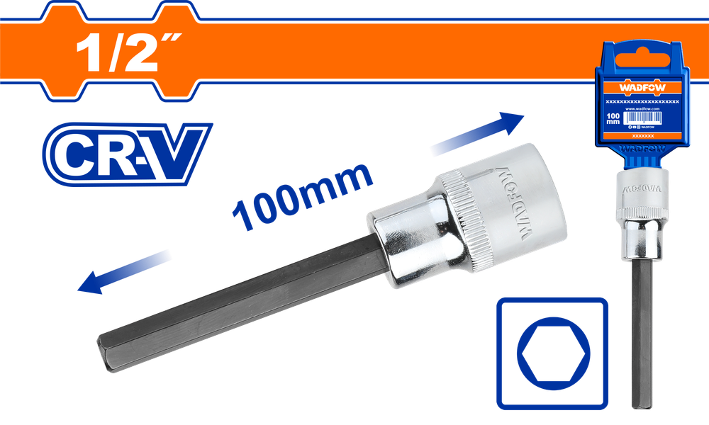 Бита WADFOW WSC5204 HEX 7 мм 1/2" 100 мм