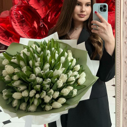 Букет из 101 белого тюльпана