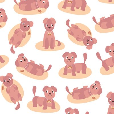 Коралловые собачки на персиковых ковриках