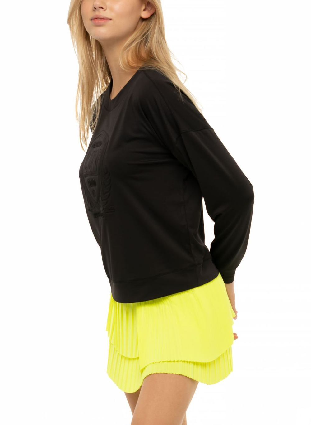 Женская теннисная футболка с длинным рукавом Lucky in Love Core Signature Original Light Weight L/S - black