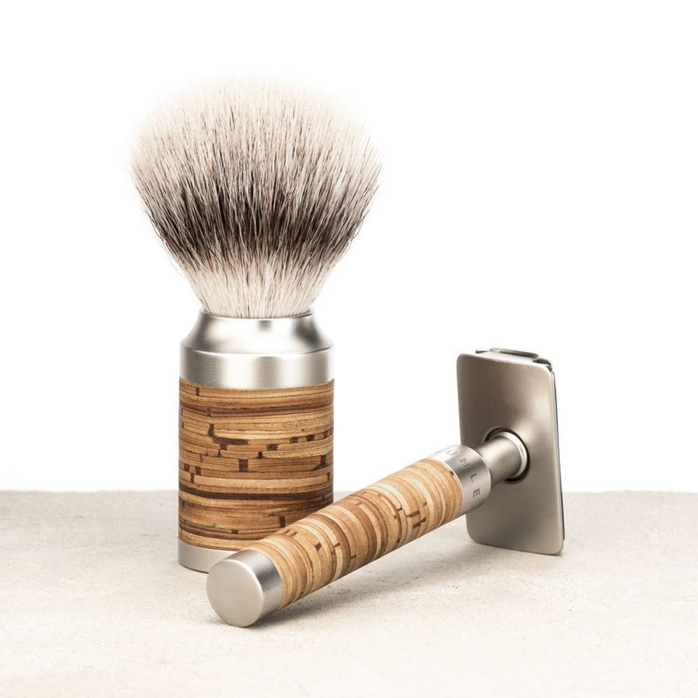 Помазок MUEHLE ROCCA, барсучий ворс высшей категории Silvertip, сталь, береста (091 M 95)