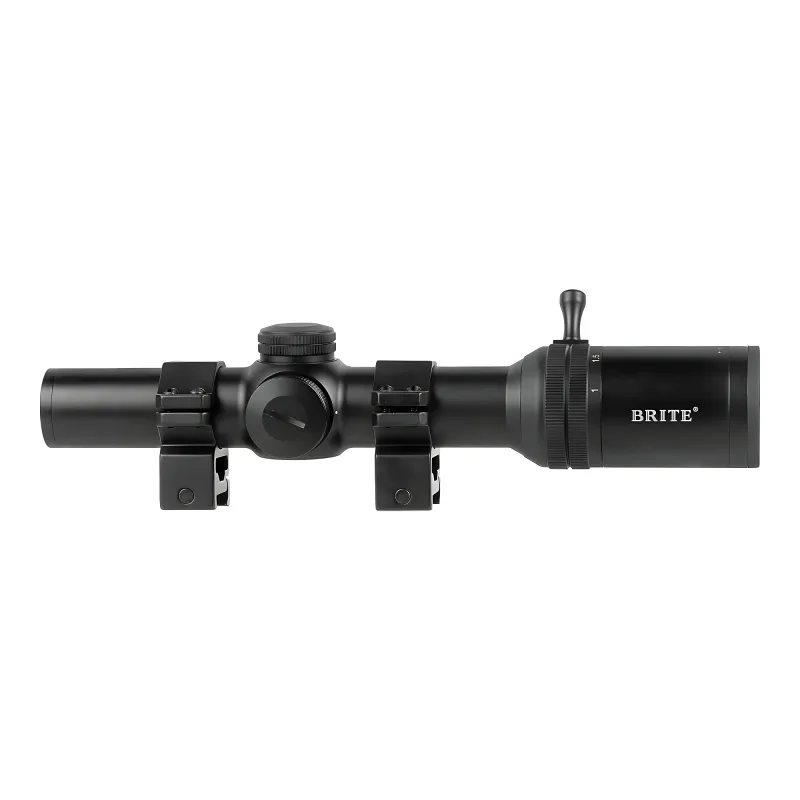 Прицел оптический BRITE LPVO 1-8X24 IR - вид сбоку с установленными кольцами крепления