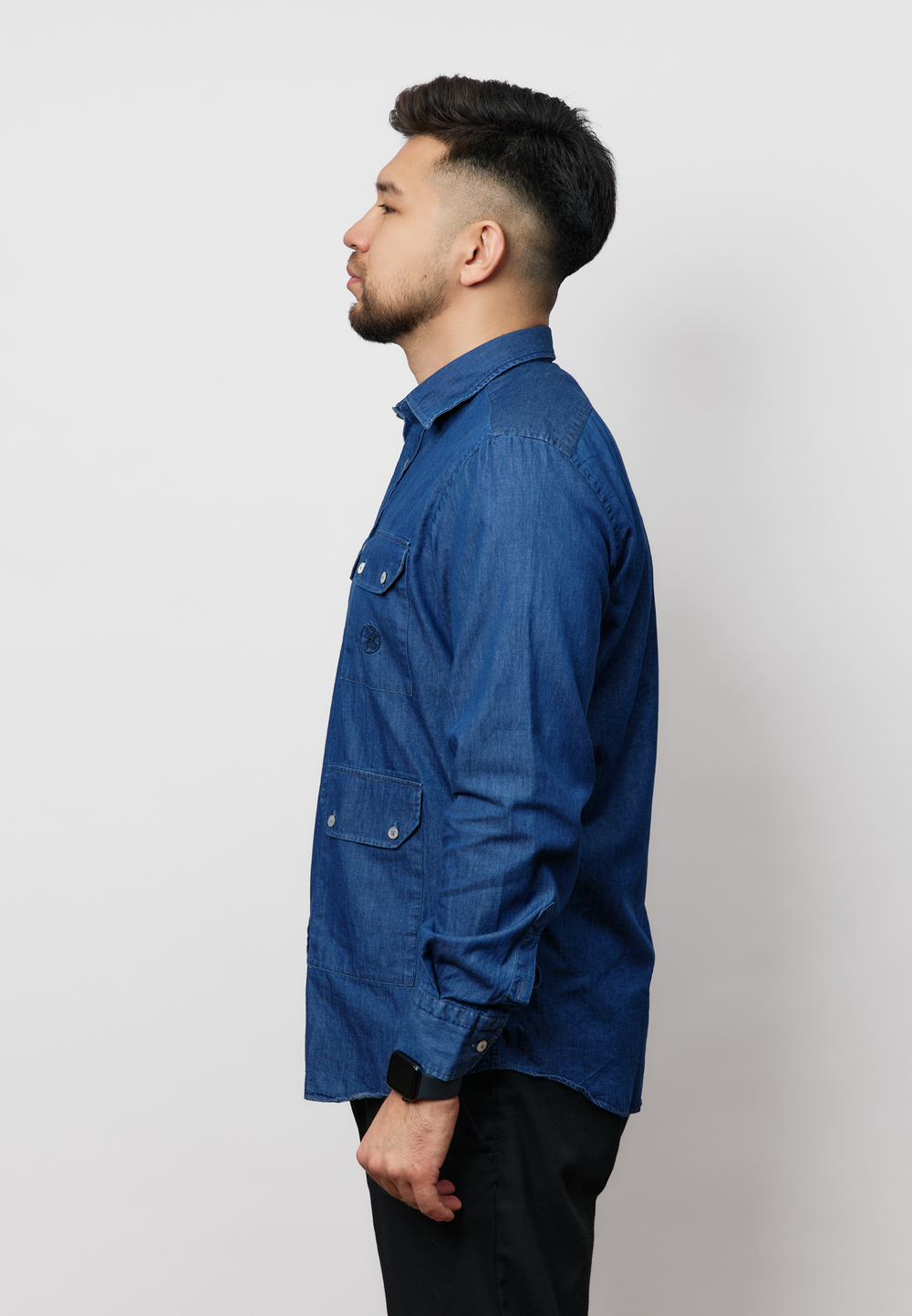 Рубашка мужская с накладными карманами DENIM BLUE