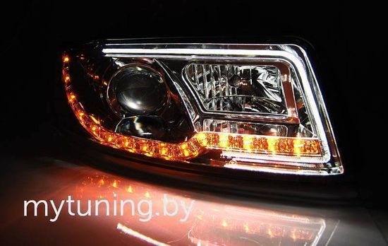Передние фары led tube lights chrome для Audi A4 B6
