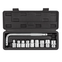 Набор головок торцевых 6-гранных с Г-образным воротком 220мм 10пр. 1/2''(8, 10-14, 17, 19, 21мм) в пласт. кейсе KINGTUL KT-4104-5