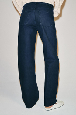ZARA ДЖИНСЫ ZW COLLECTION CURVED STRAIGHT СО СРЕДНЕЙ ПОСАДКОЙ И ПРИНТОМ, МОРСКОЙ СИНИЙ