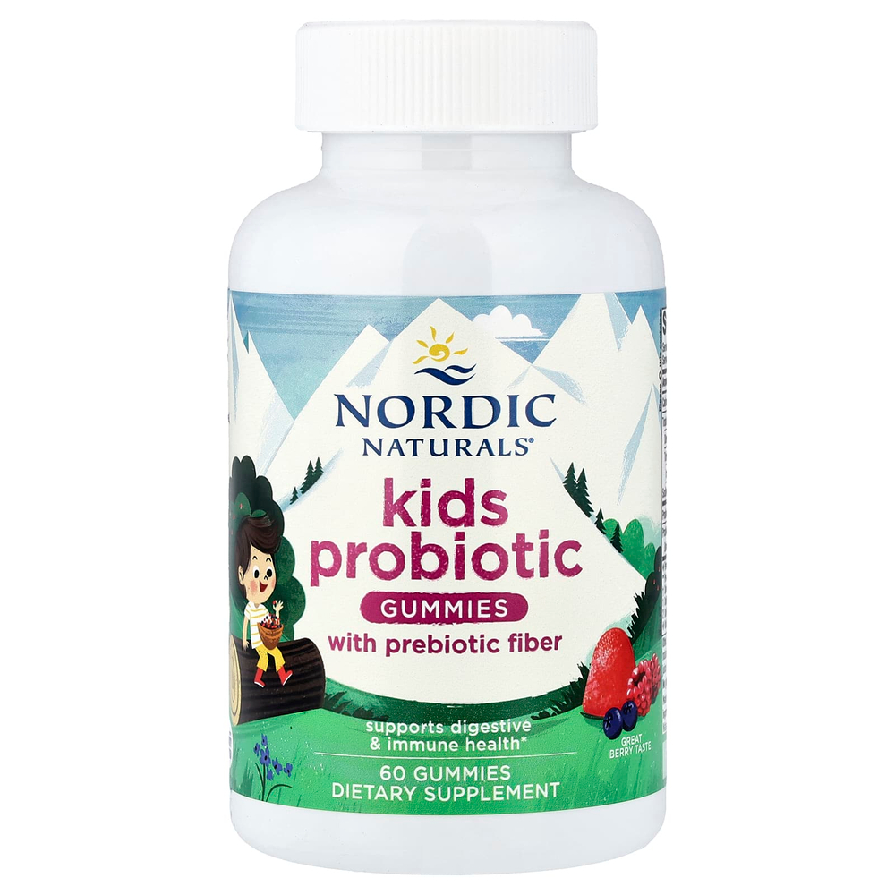 Nordic Naturals, детские жевательные таблетки с пробиотиками, со вкусом ягод, 60 жевательных таблеток