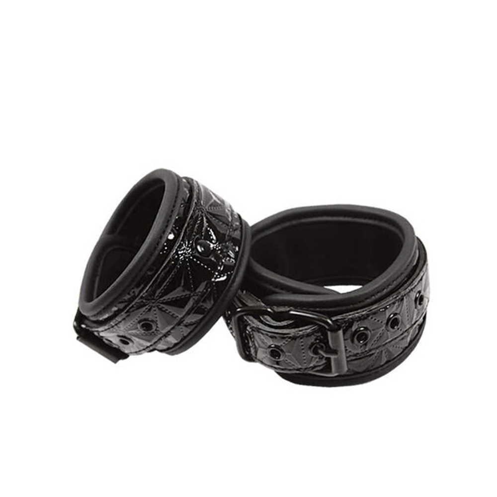 Черные виниловые наручники Sinful Wrist Cuffs (черный) (Цвет: черный)