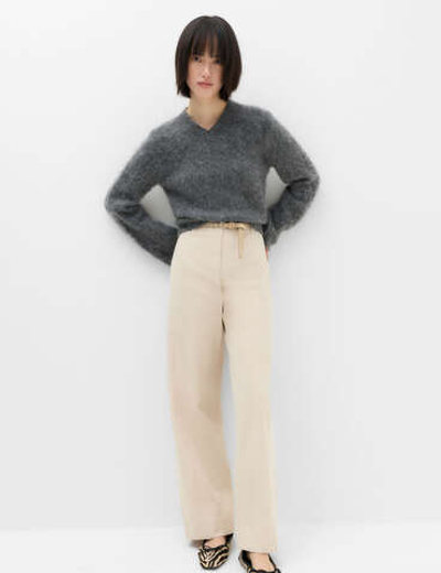 Брюки с высокой талией и широкими штанинами T57006312 - Marks & Spencer