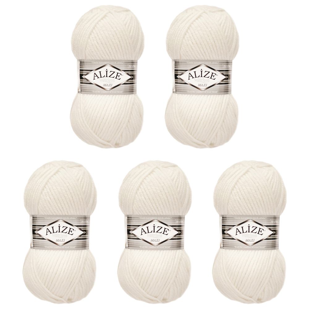 Пряжа Alize (Ализе) Superlana Maxi / уп.5 мот. по 100 г, 100м, 055 белый A