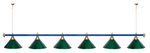 Лампа STARTBILLIARDS 6 пл. (плафоны зеленые,штанга зеленая,фурнитура золото)