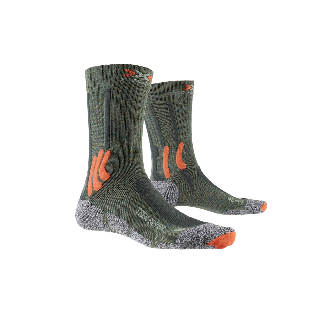 Носки X-Socks Trek Silver 4.0 Olive Melange/X-Orange/Grey Melange