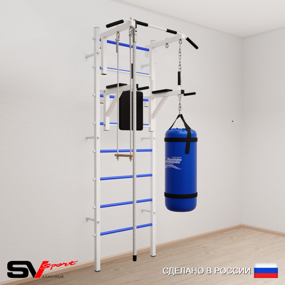 Шведская стенка Sv Sport 5762 (Турник стандарт/Брусья/Канат/Трапеция/Цепь/Мешок 22кг)