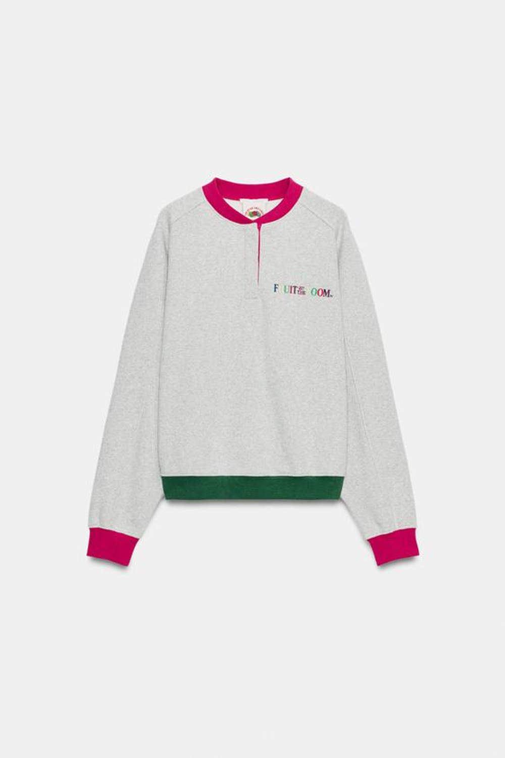 ZARA - FRUIT OF THE LOOM™ КОНТРАСТНАЯ ТОЛСТОВКА, СЕРЫЙ МЕЛАНЖ