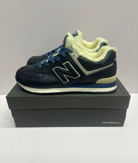 Кроссовки New Balance 574 Leather Blue с мехом
