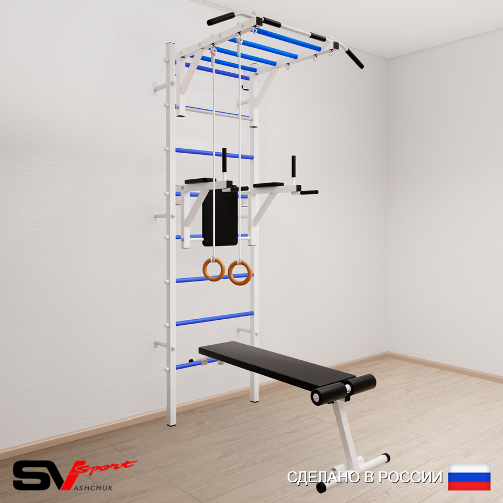 Шведская стенка Sv Sport усиленная 651 (Турник рукоход/Брусья/Скамья/Кольца)