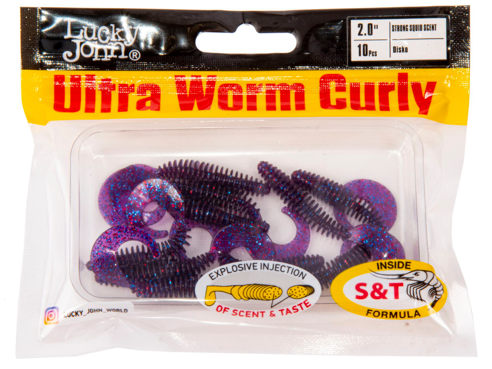Слаги съедобные LJ Pro Series ULTRAWORM CURLY 2,0in (5 см), цв. S63, 9 шт.
