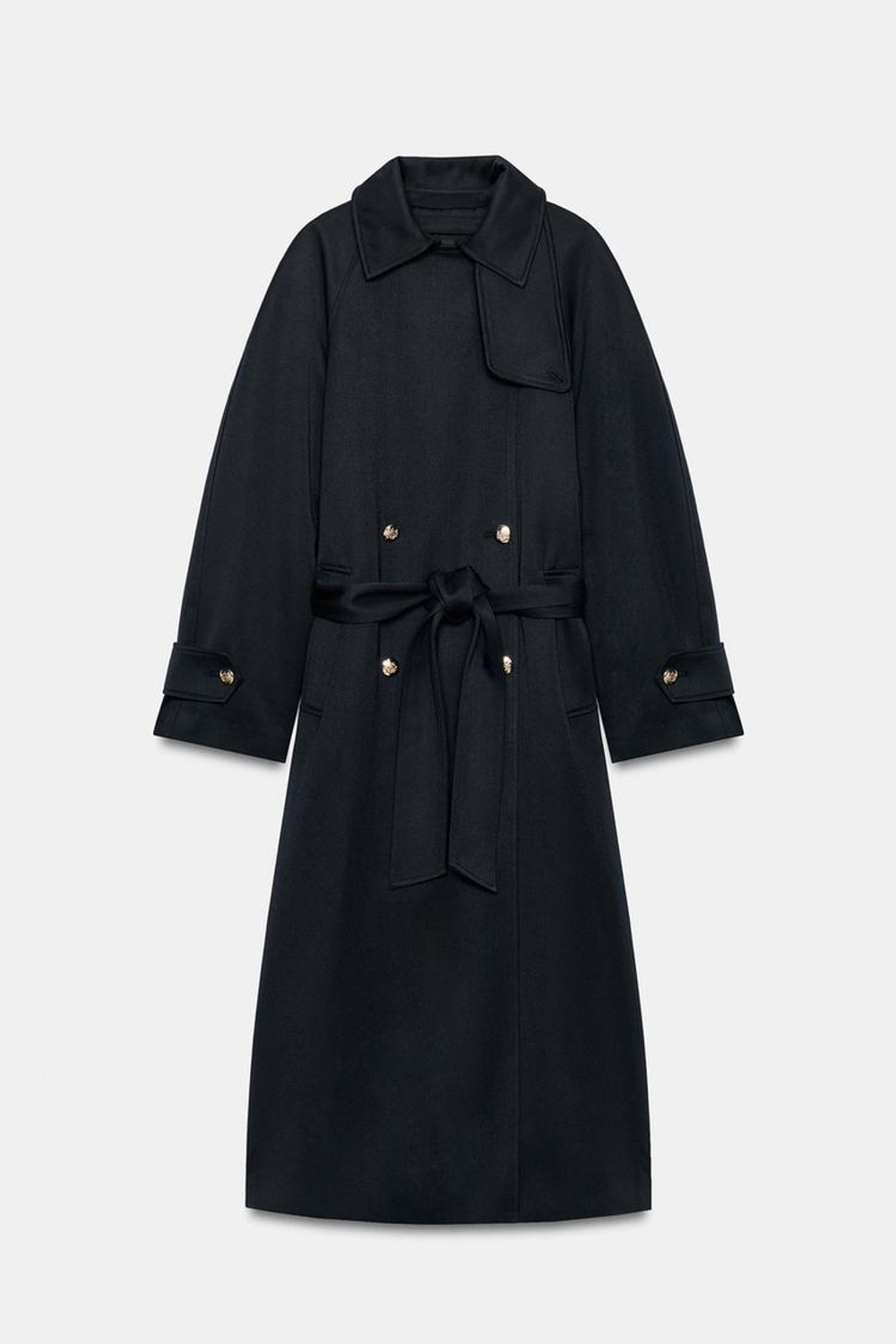 ZARA ДЛИННЫЙ ТРЕНЧ — ZW COLLECTION, МОРСКОЙ ТЕМНО-СИНИЙ