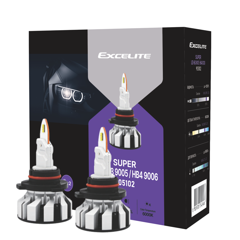 Лампа HB3 HB4 LED 12-24V Super Excelite комплект мощная светодиодная