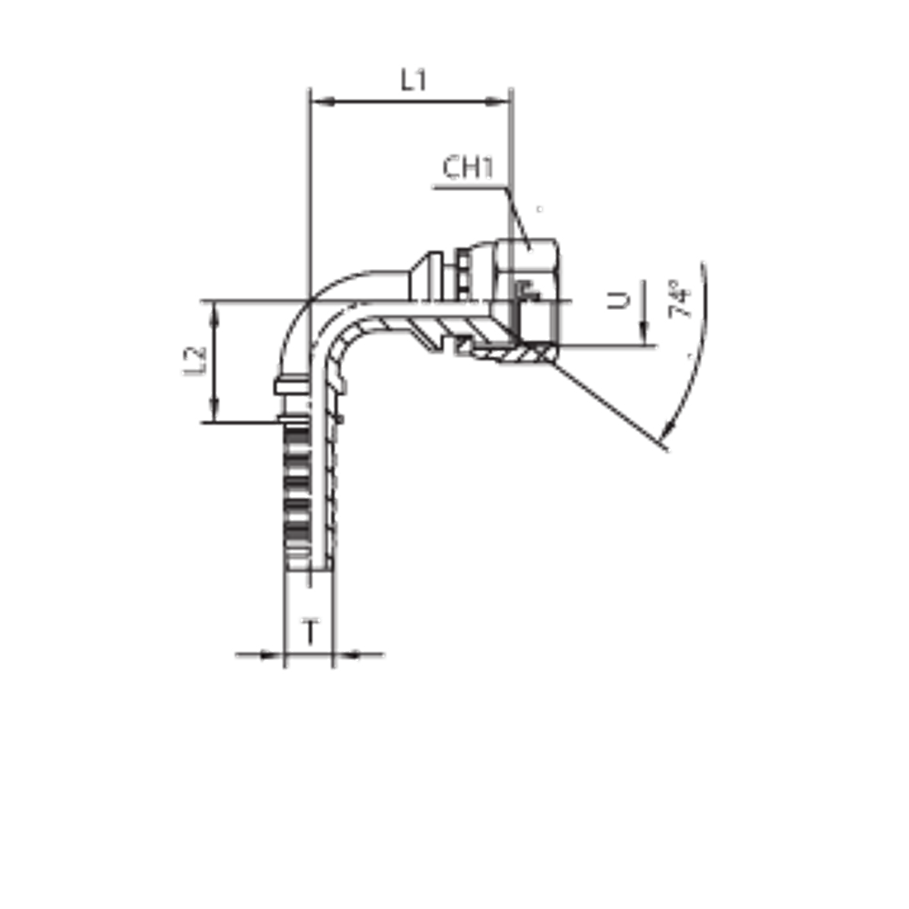 Фитинг DN 10 JIC (Г) 9/16 (90) CAST Фитинг DN 10 JIC (Г) 9/16 (90) CAST