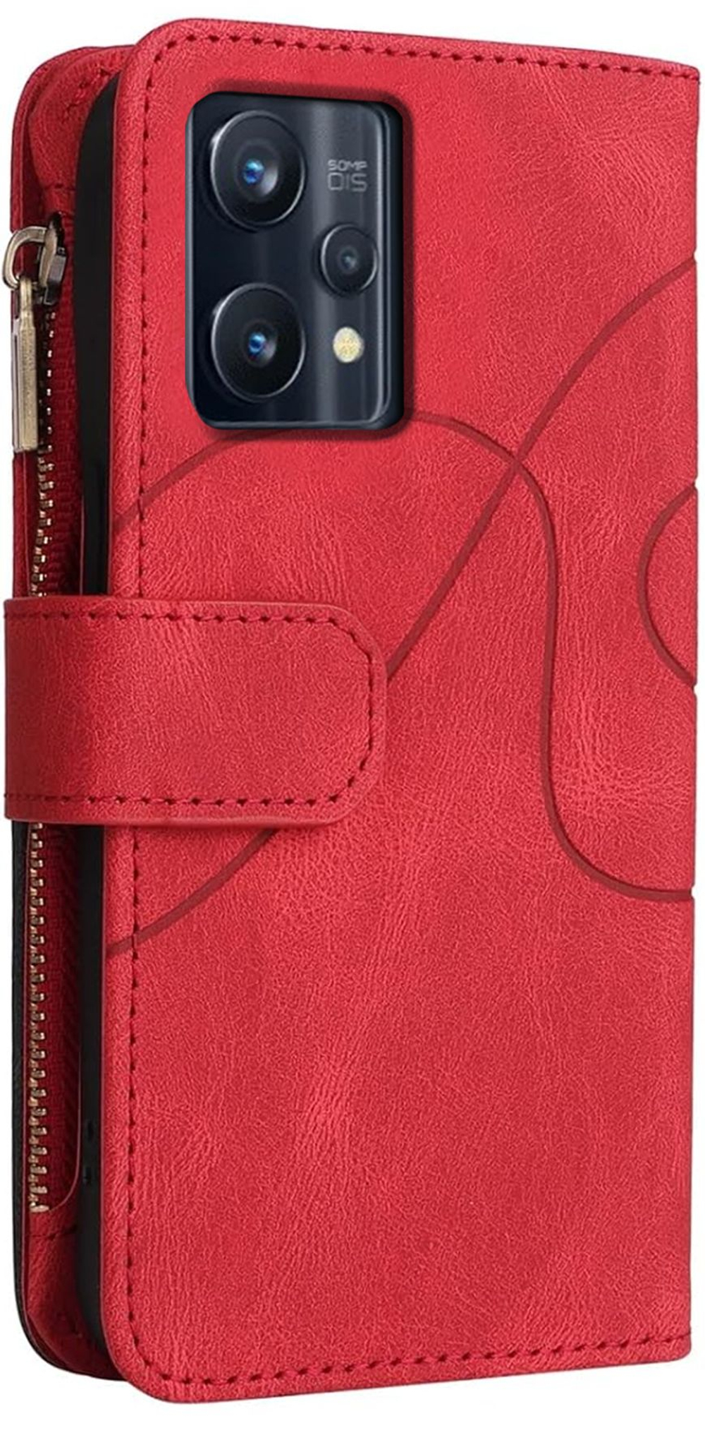 Дизайнерский чехол-книжка из кожи для REALME 9 PRO PLUS / REALME 9 4G (3521) с кошельком, 5 слотами для карт и подставкой