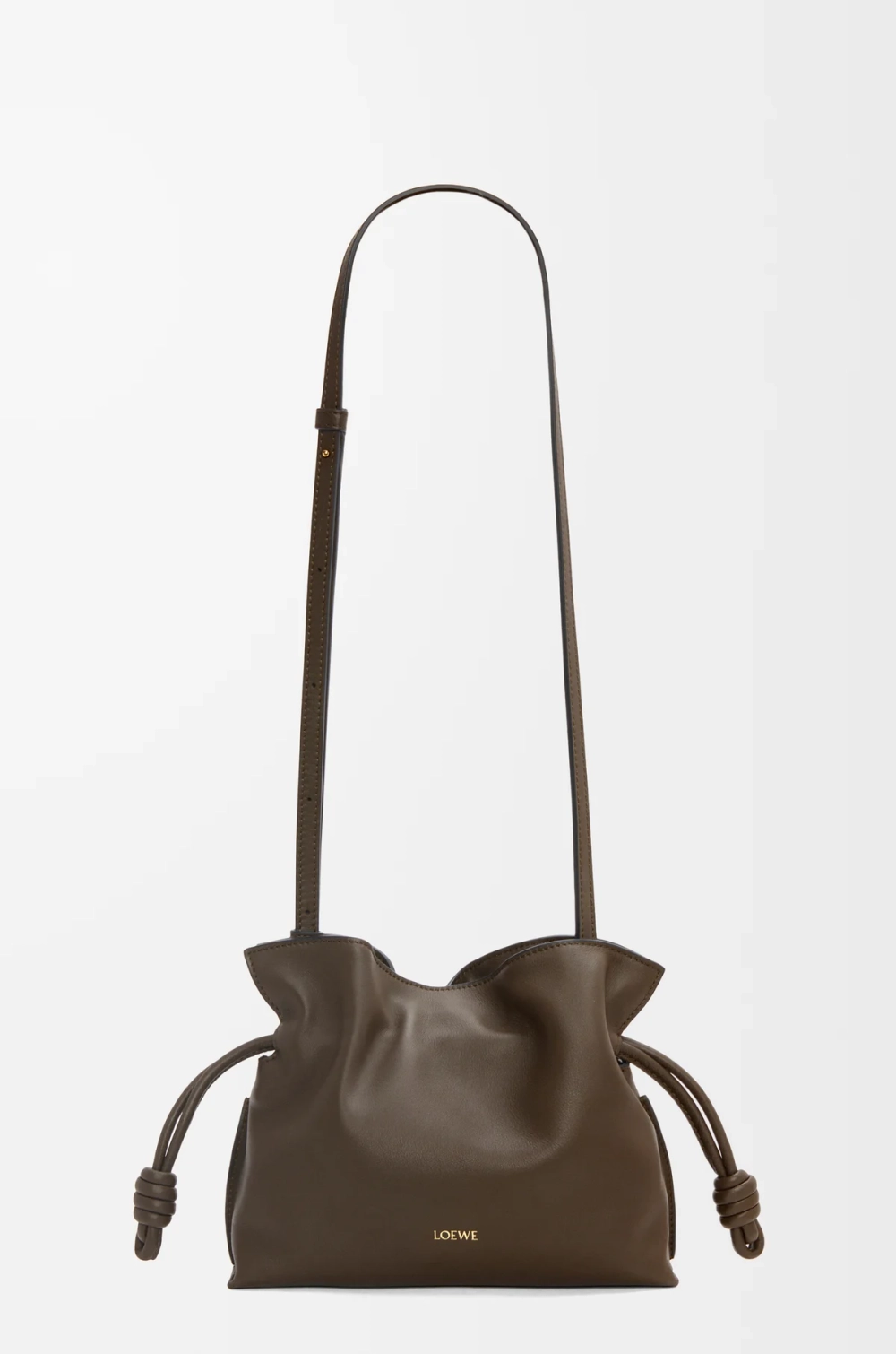 Loewe Мини-клатч Flamenco из телячьей кожи наппа, шоколадный