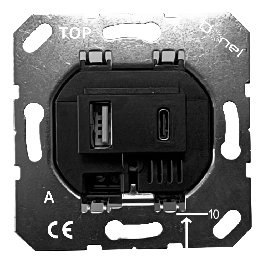 USB зарядное устройство, 3.1A тип A:max 18W, тип С:max 32W, черный, серия DUSB