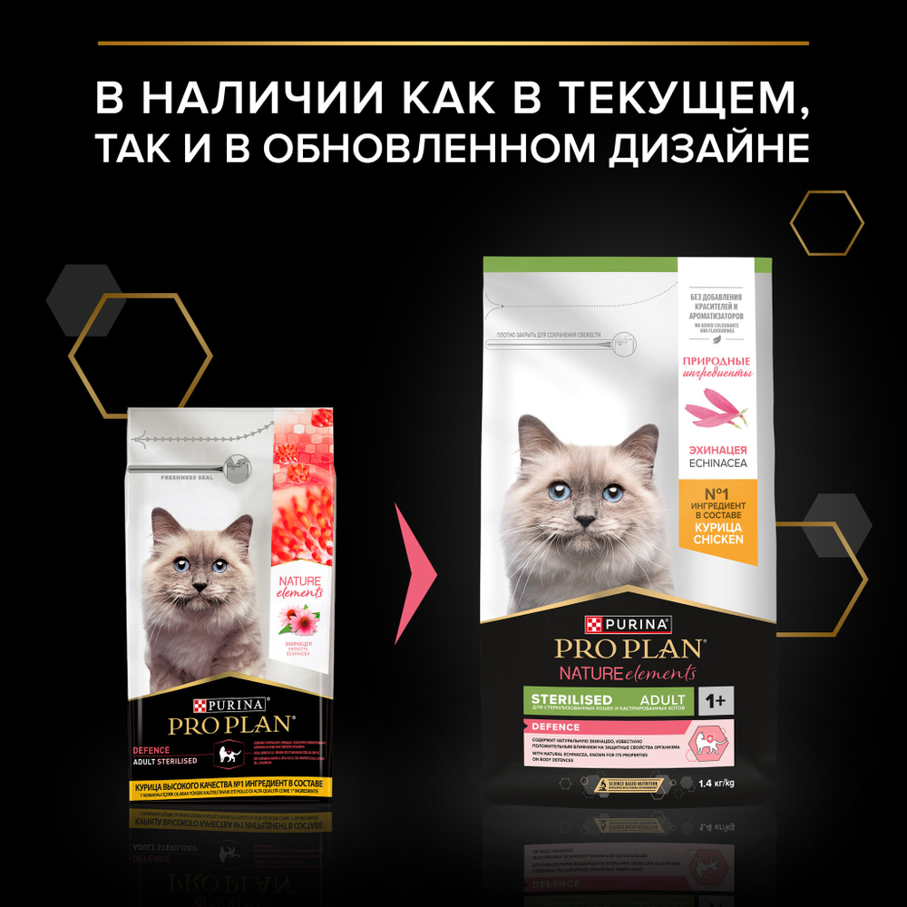 Сухой корм Pro Plan Nature Elements для стерилизованных кошек с курицей 1.4 кг
