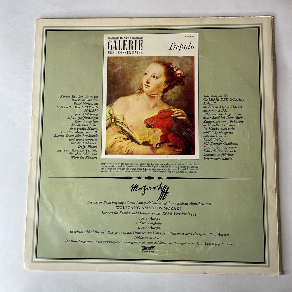 Винтажная виниловая пластинка LP W. A. Mozart В. А. Моцарт, 1. Serie In 4 Folgen Band I (Германия 1968) 10 дюймов