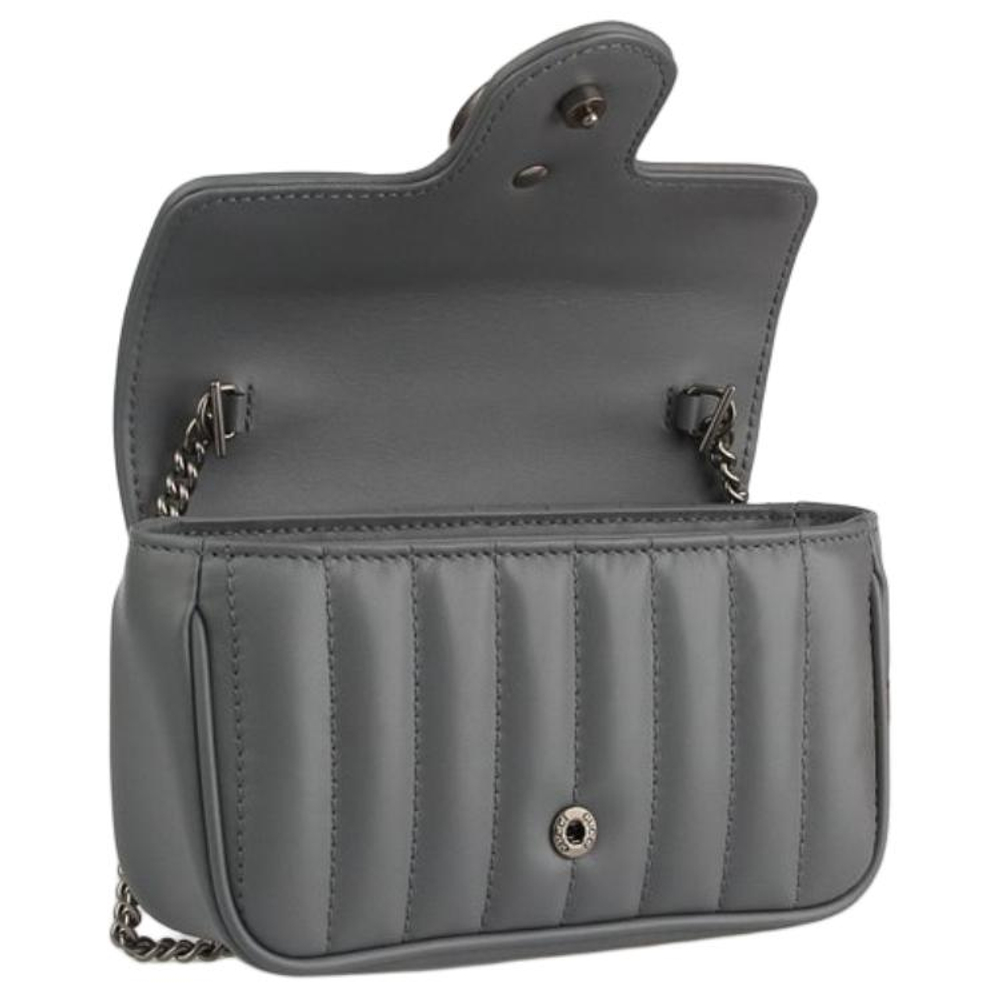 GUCCI Marmont Quilted Leather Shoulder Bag, Crossbody Bag Extra Mini Women"s Gray
