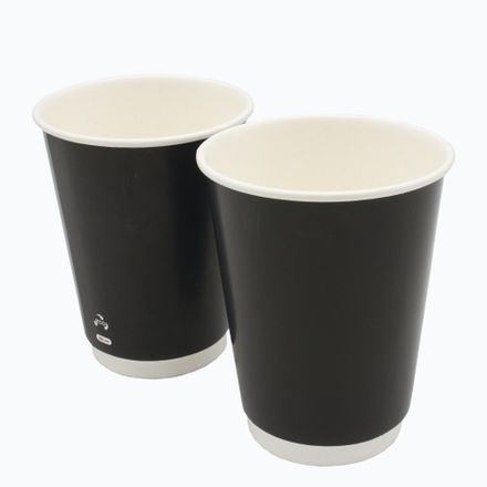Стаканы бумажные двухслойные 300/355мл DW12 черные (25/500шт)