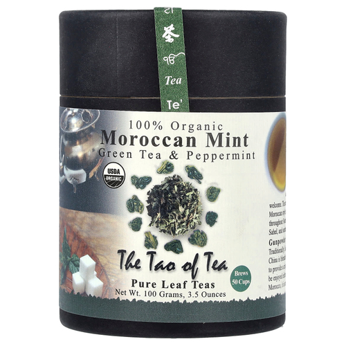 The Tao of Tea, 100% органический зеленый чай и перечная мята, марокканская мята, 100 г (3,5 унции)