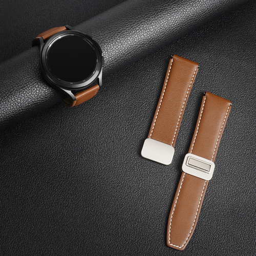 Ремешок из натуральной кожи коричневого цвета для смарт часов Samsung Galaxy Watch 45 и 46мм (размер крепления 22мм), серия YA Series от Dux Ducis