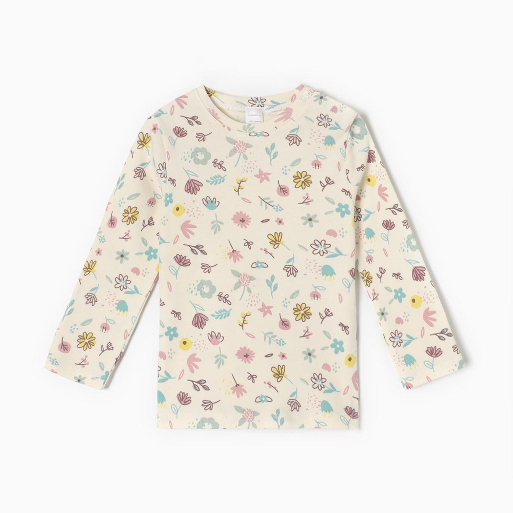 Футболка с дл. рукавом Flower р. 68-74 бежевый 9952952 (Крошка Я), 1 шт.