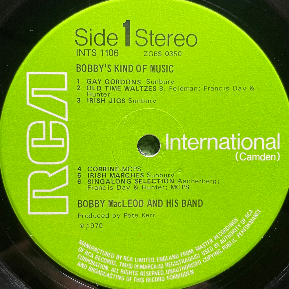 Bobby MacLeod And His Band* ‎– Bobby's Kind Of Music (Англия 1970г.)