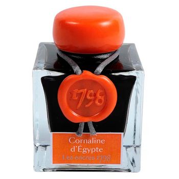 Чернила во флаконе Herbin Prestige 1798 50 мл Сornaline d'Egypte оранжевые с серебряными блестками (15556JT)