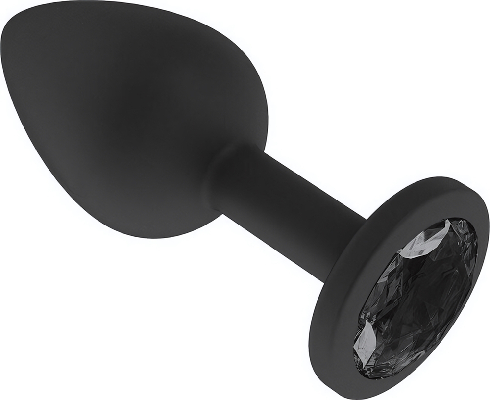 Маленькая черная пробка с черным кристаллом ONJOY Silicone Collection (Цвет: черный)