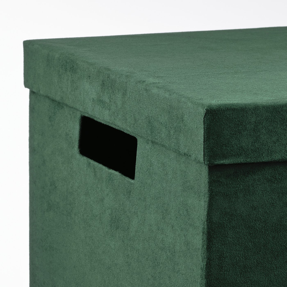 IKEA GJÄTTA  (ИКЕА ГЙЭТТА)  -  Коробка с крышкой - бархат тёмно-зелёный 25x35x20 см