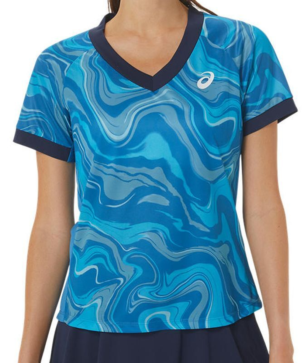 Женская теннисная футболка Asics Match Graphic SS Top - небесный