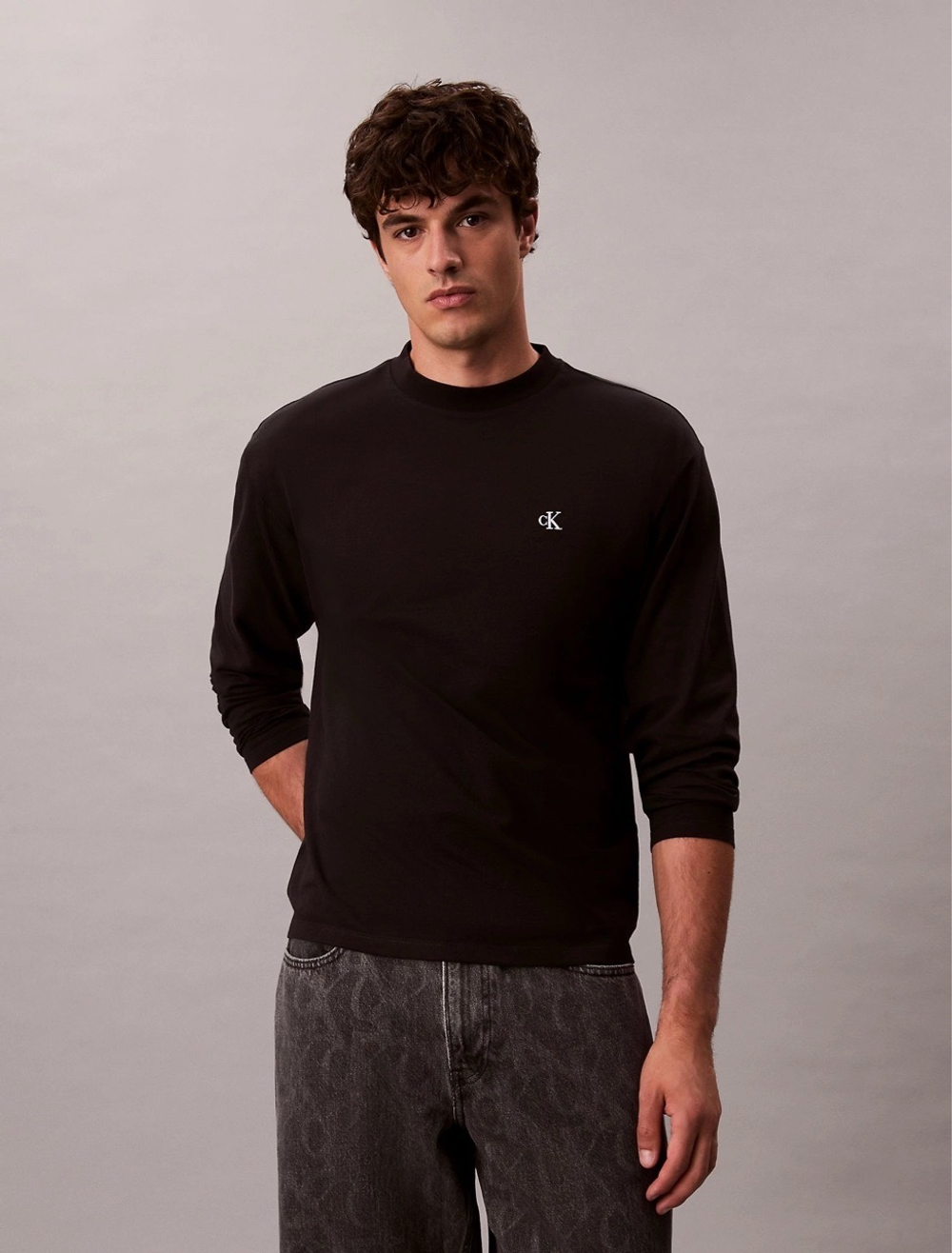 Лонгслив Calvin Klein Monogram Relaxed Bright Black