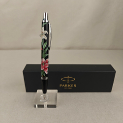 Коллекционная ручка Parker шариковая "Роскошные лилии" с ручной росписью в коробке